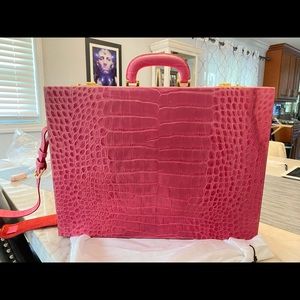 RARE Dooney & Bourke Croc Embossed Pink Suitcase
